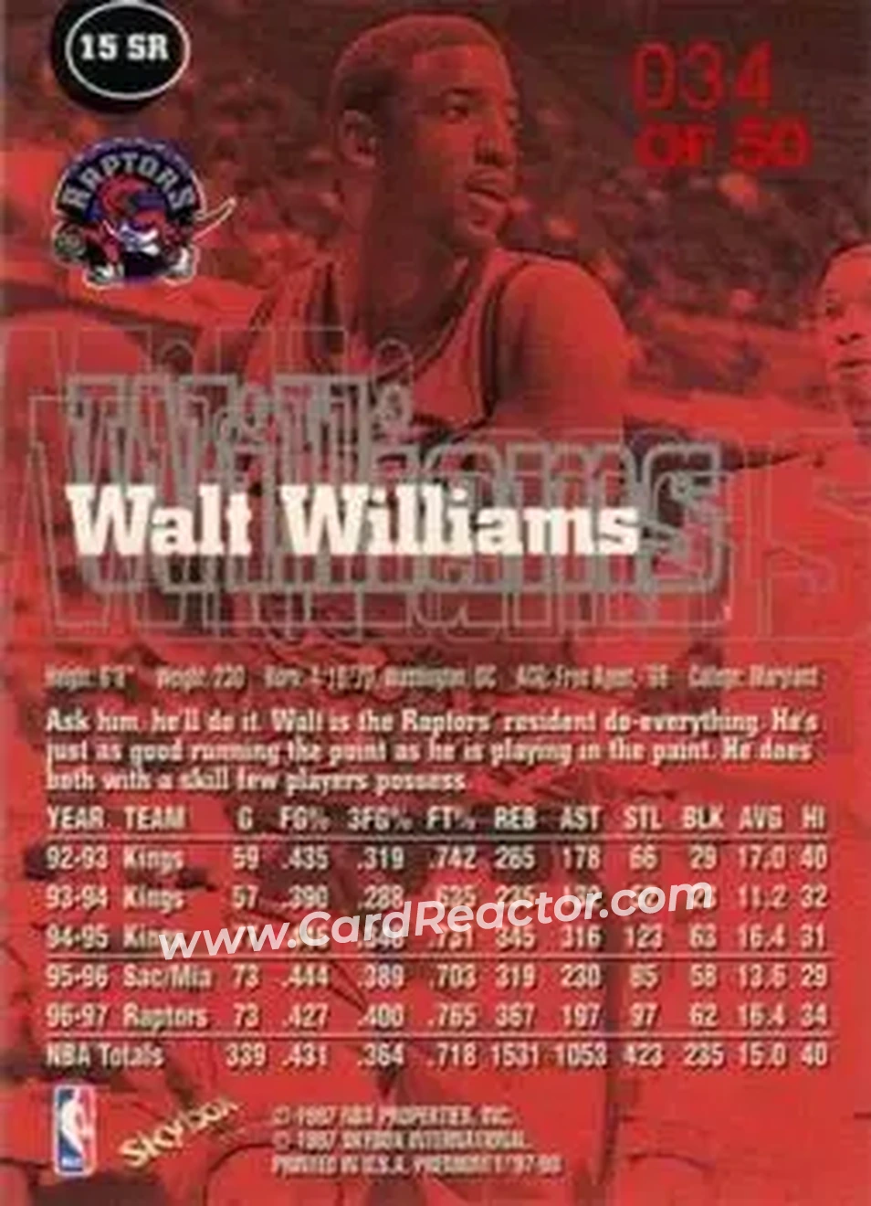Back of Walt Williams