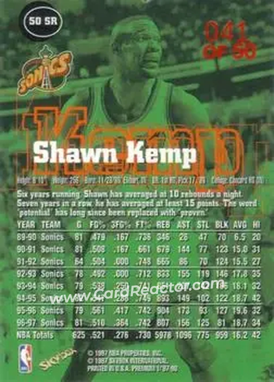 Back of Shawn Kemp