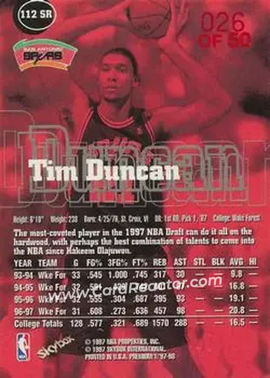 Back of Tim Duncan