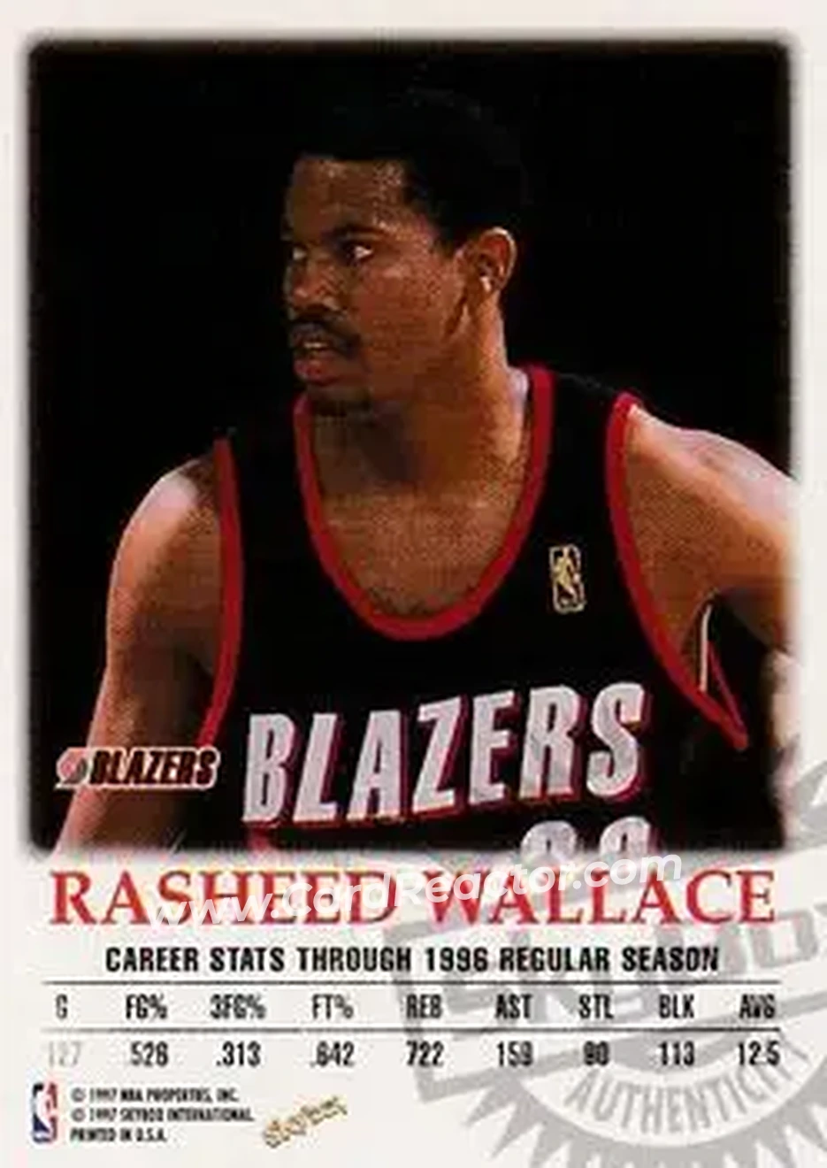 Back of Rasheed Wallace