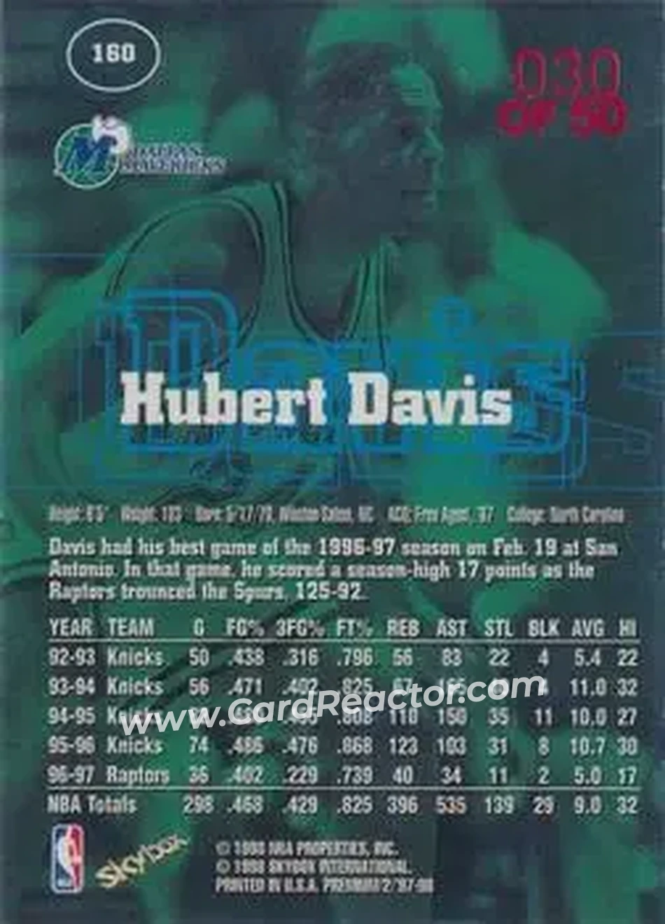 Back of Hubert Davis