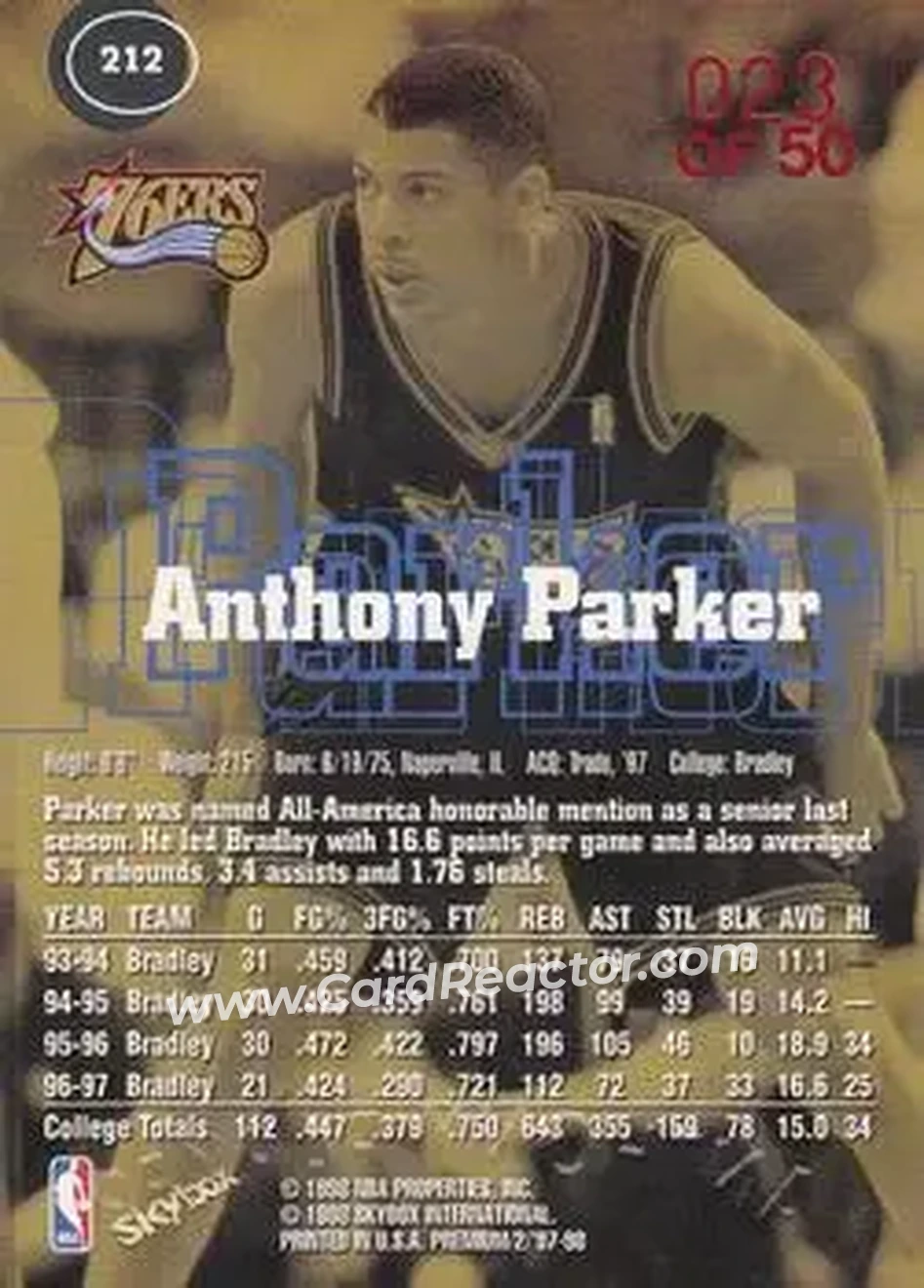 Back of Anthony Parker