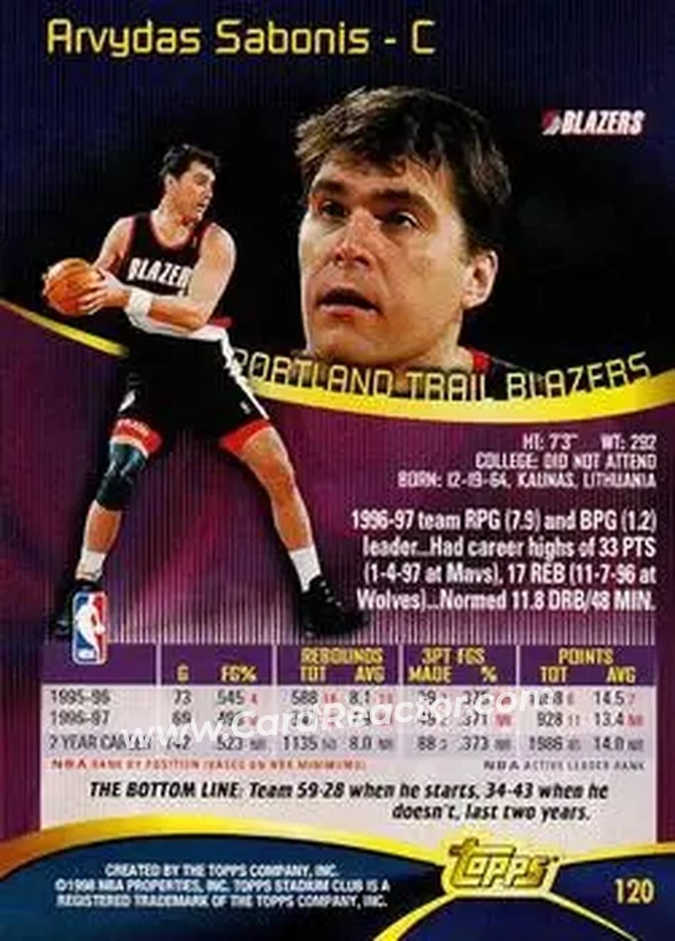 Back of Arvydas Sabonis