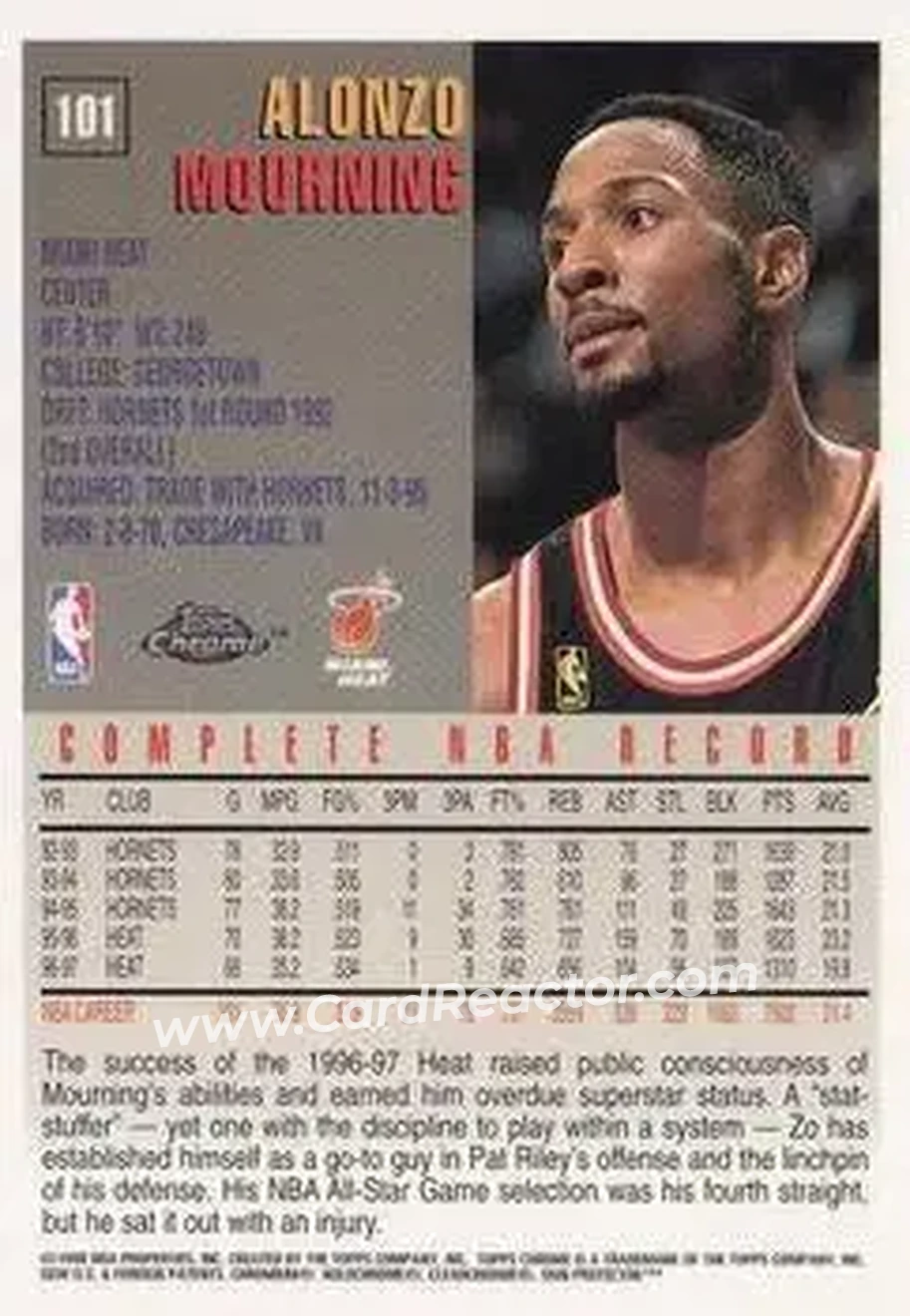 Back of Alonzo Mourning