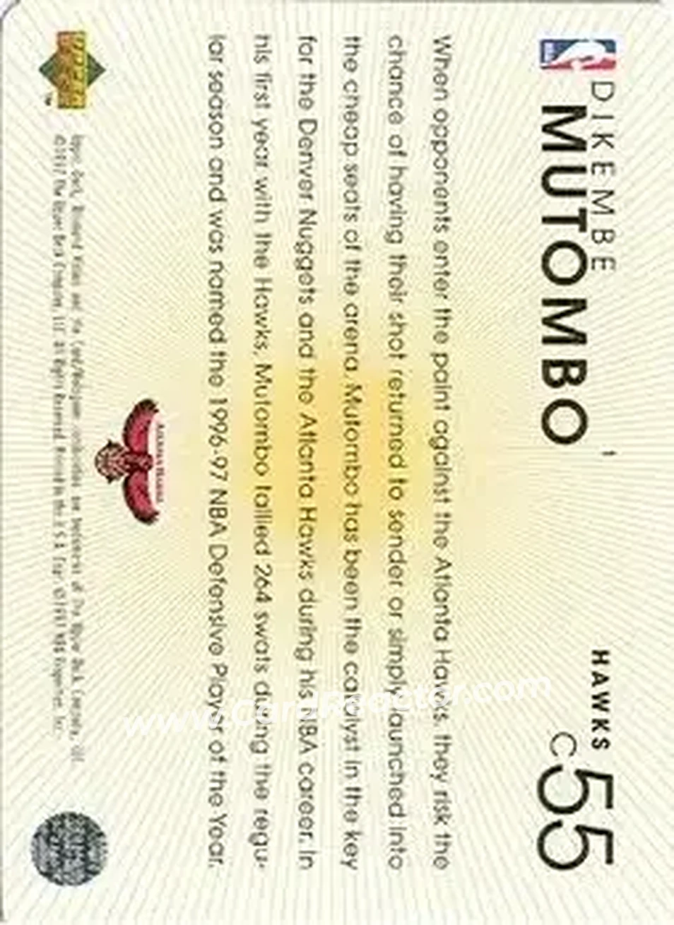 Back of Dikembe Mutombo