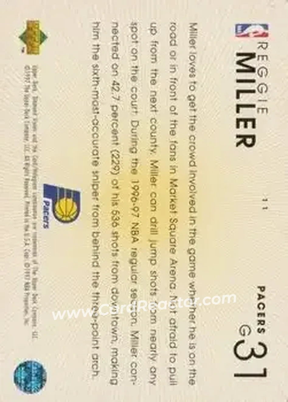 Back of Reggie Miller