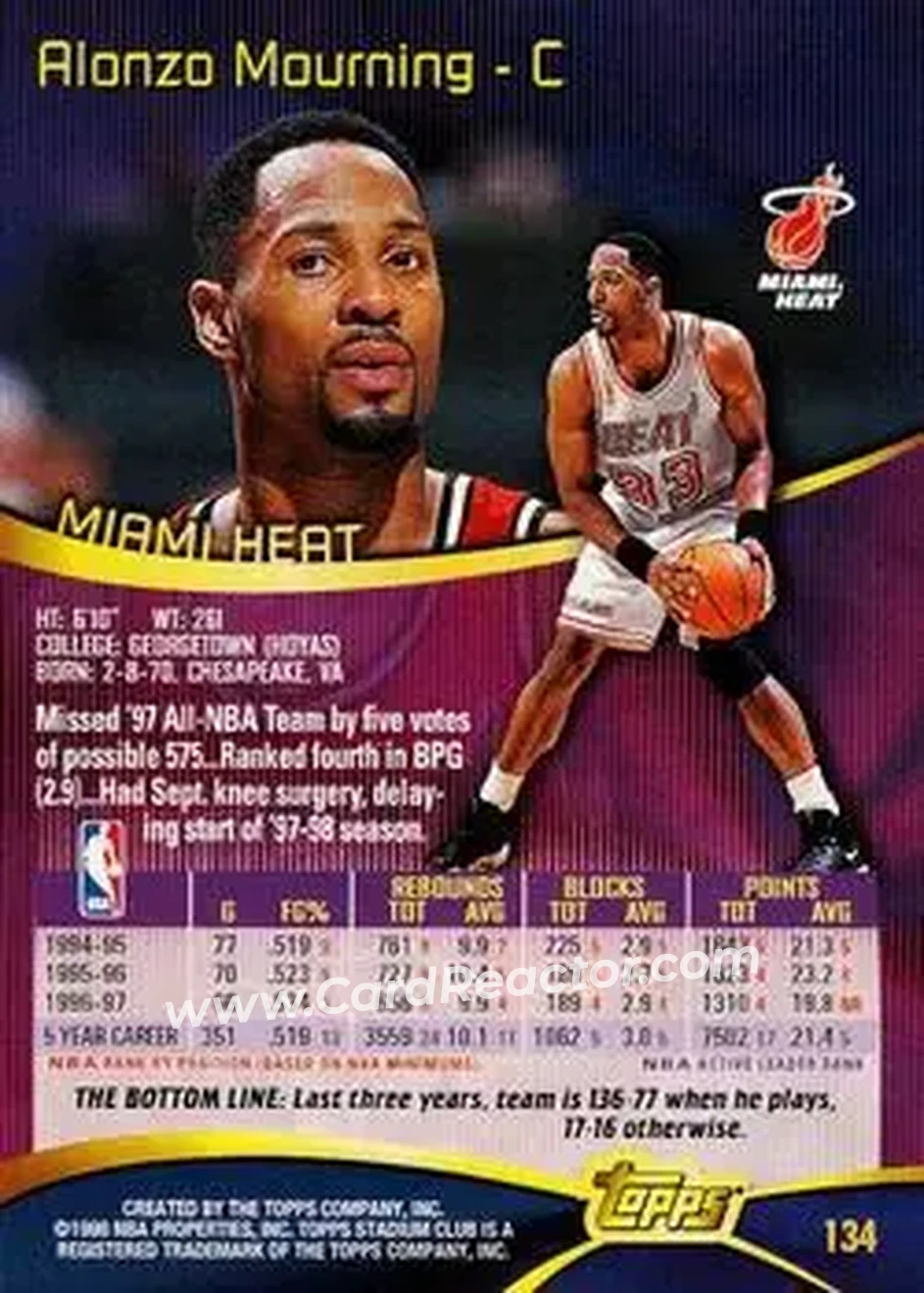 Back of Alonzo Mourning