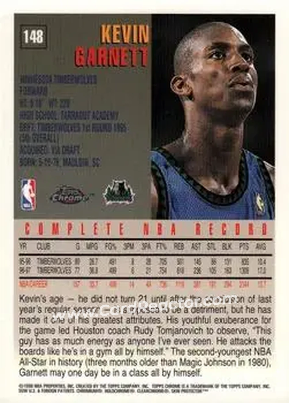 Back of Kevin Garnett