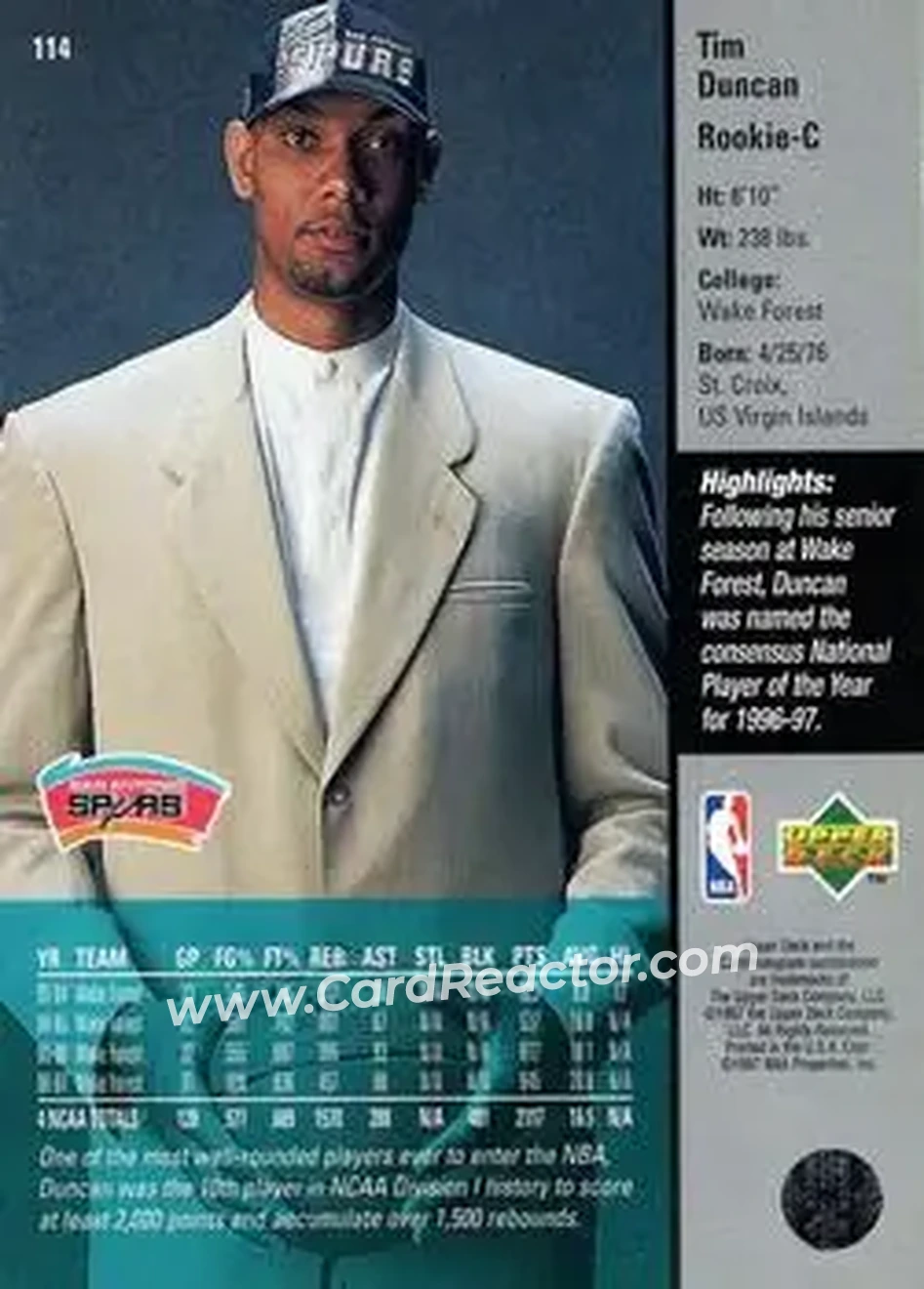 Back of Tim Duncan