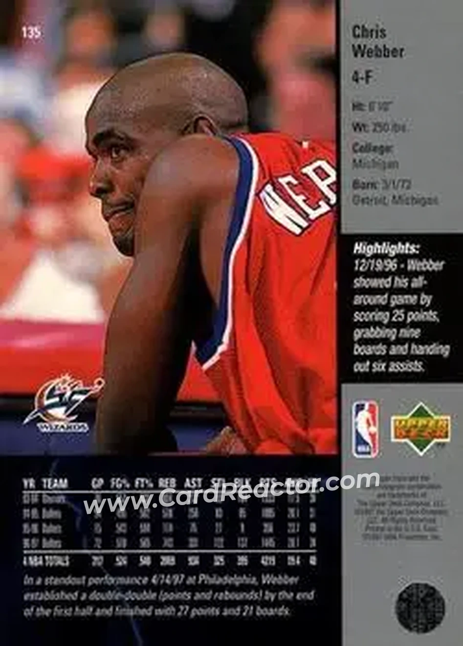 Back of Chris Webber