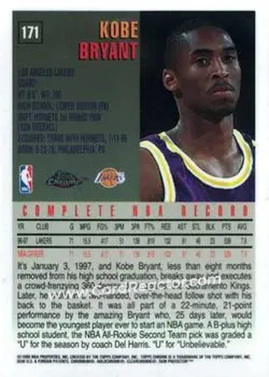 Back of Kobe Bryant