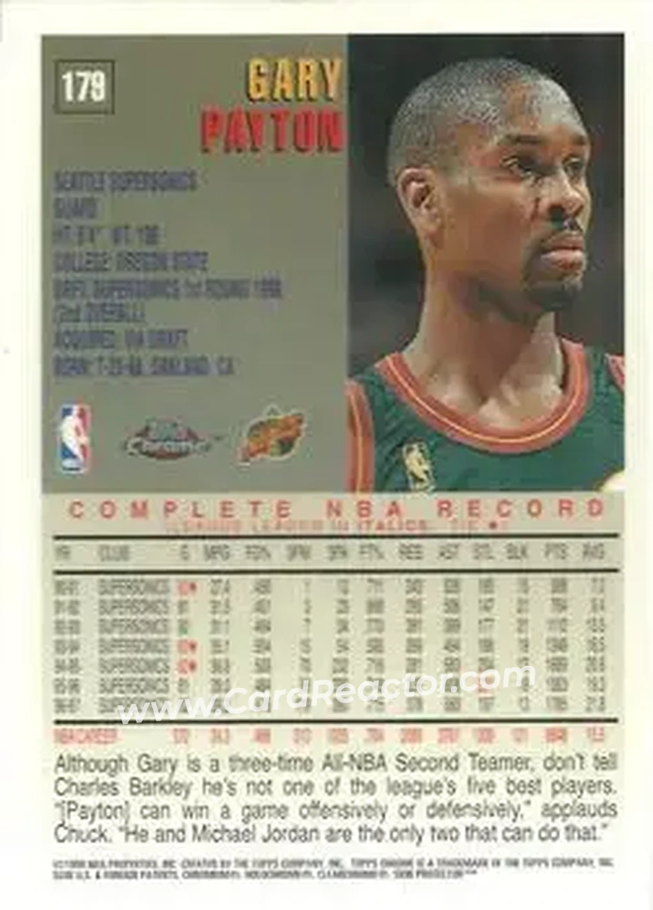 Back of Gary Payton