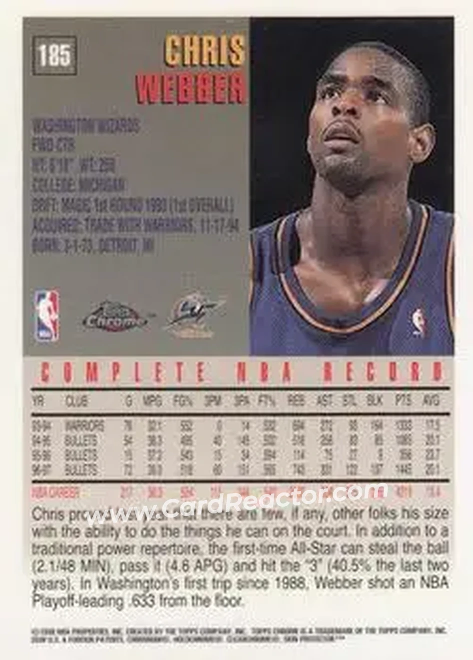 Back of Chris Webber