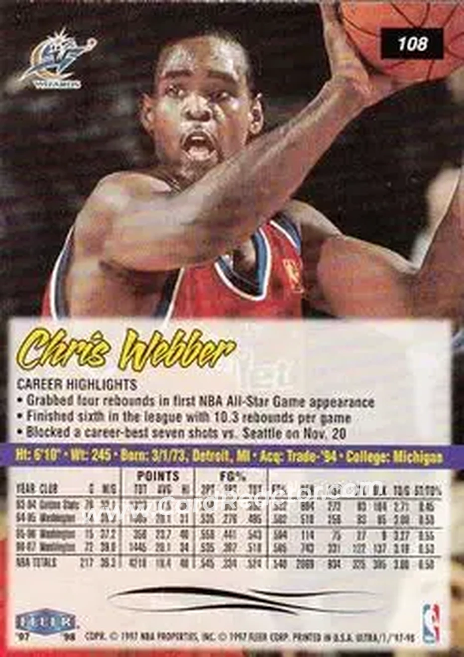 Back of Chris Webber