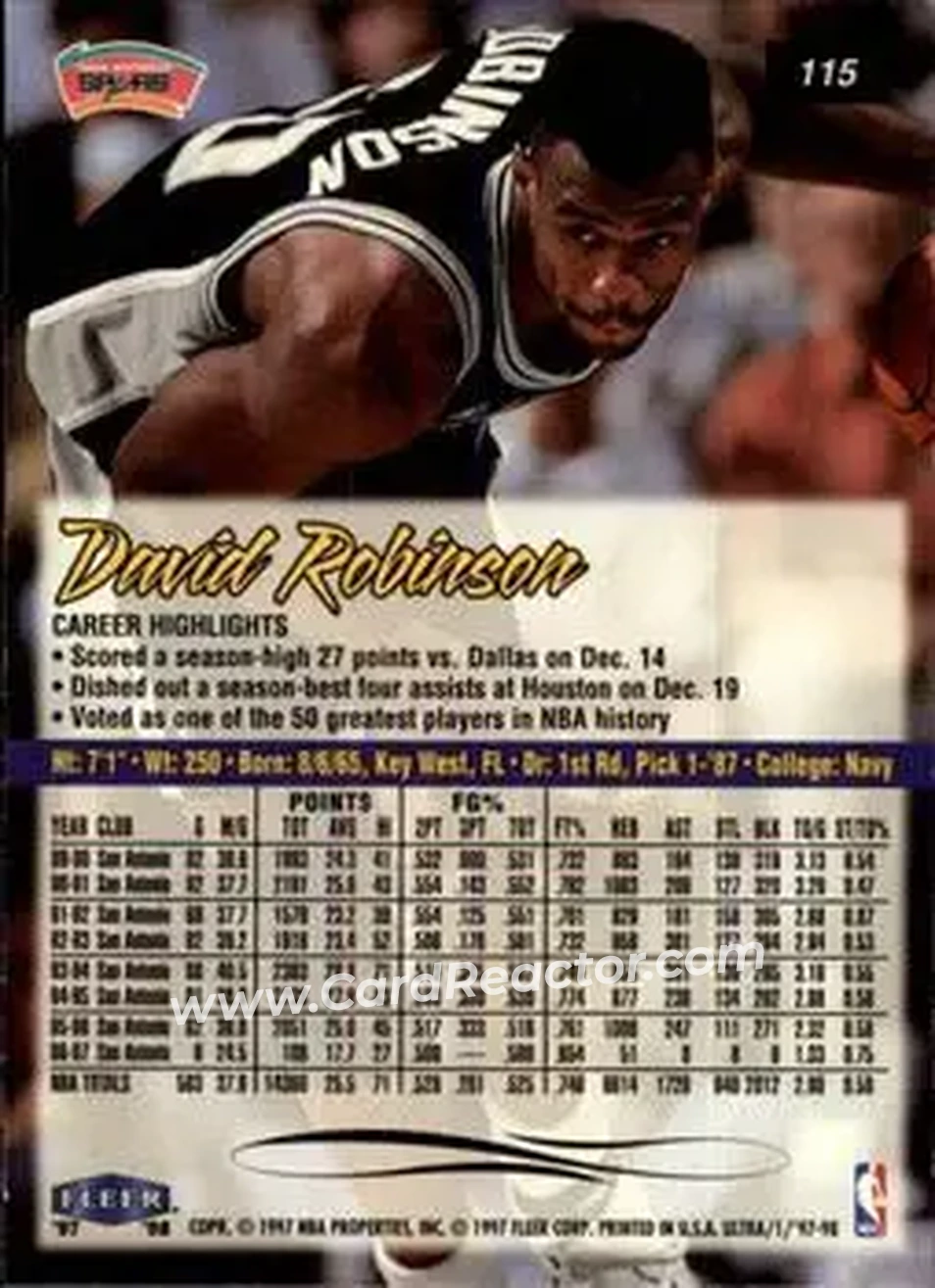 Back of David Robinson