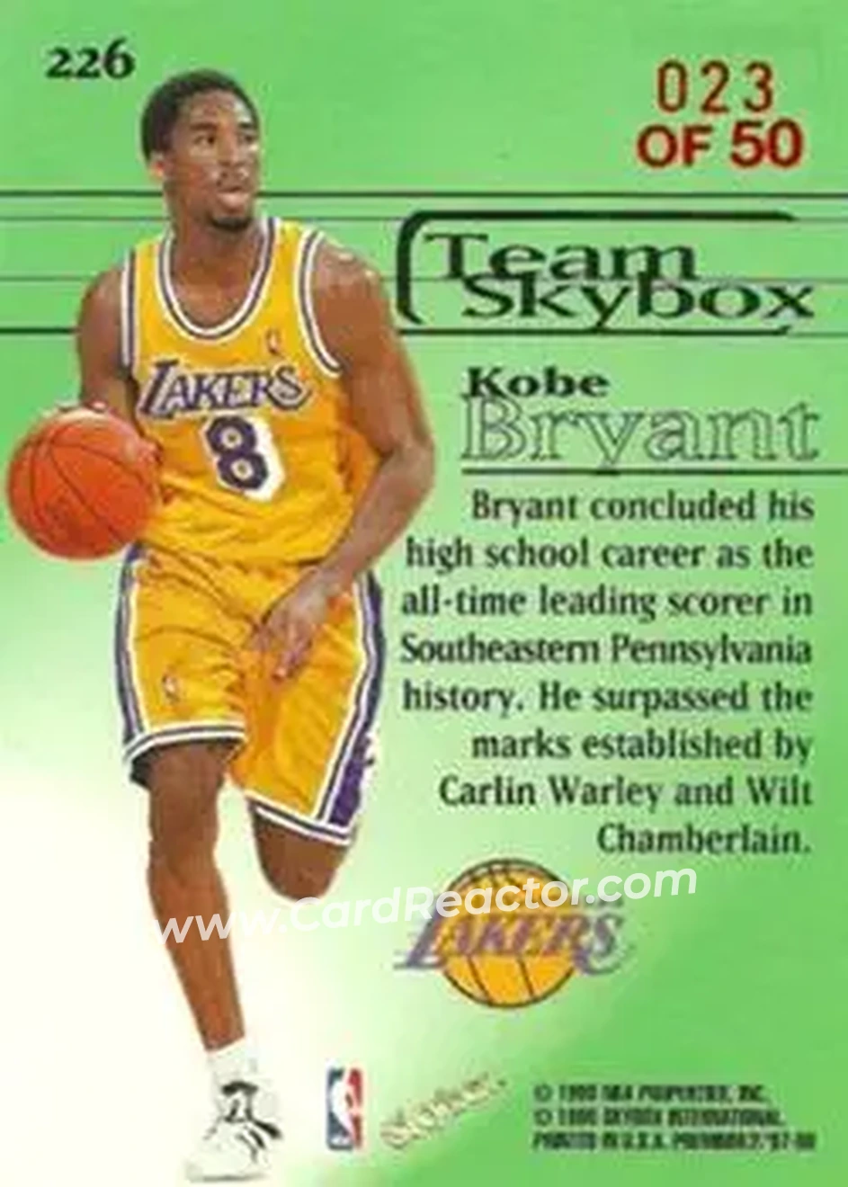 Back of Kobe Bryant