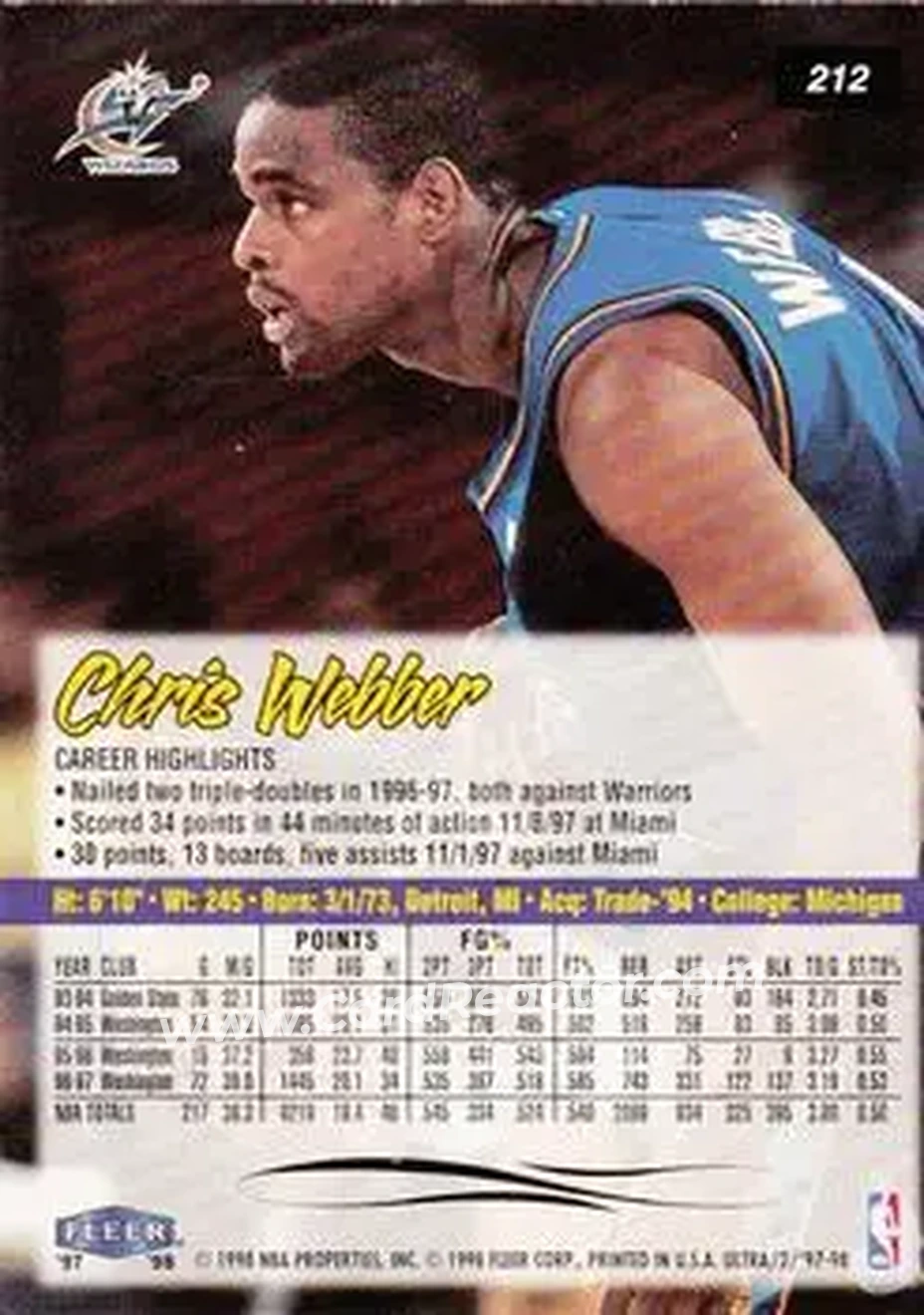 Back of Chris Webber