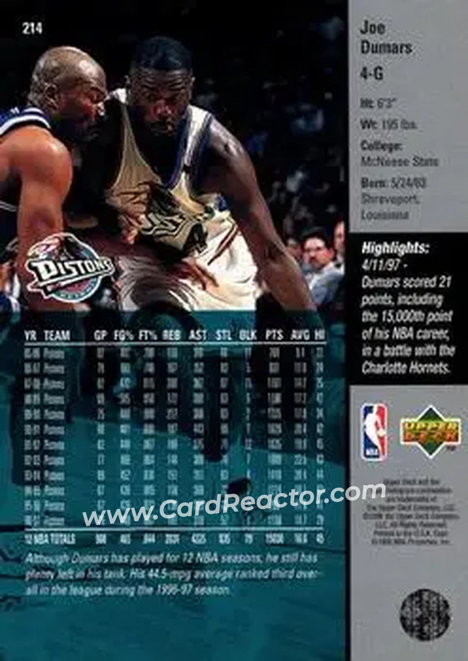 Back of Joe Dumars