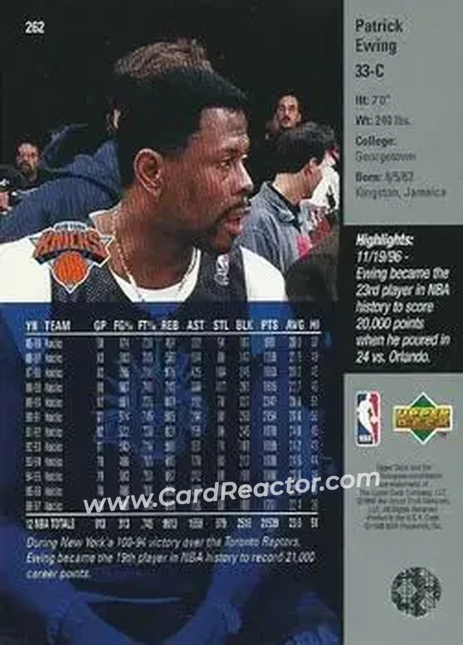 Back of Patrick Ewing