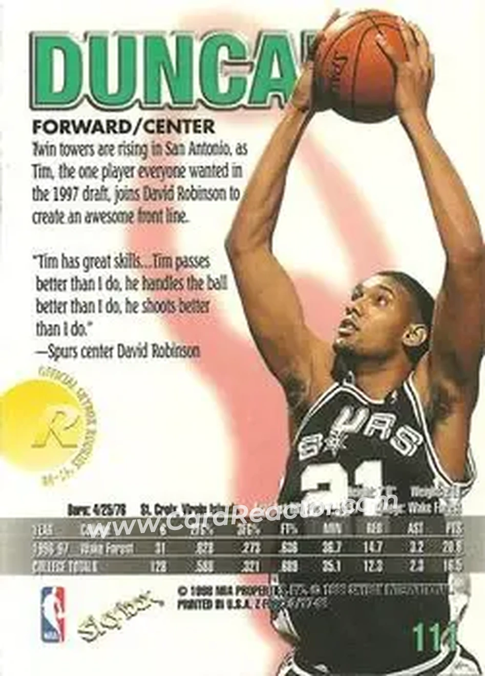 Back of Tim Duncan