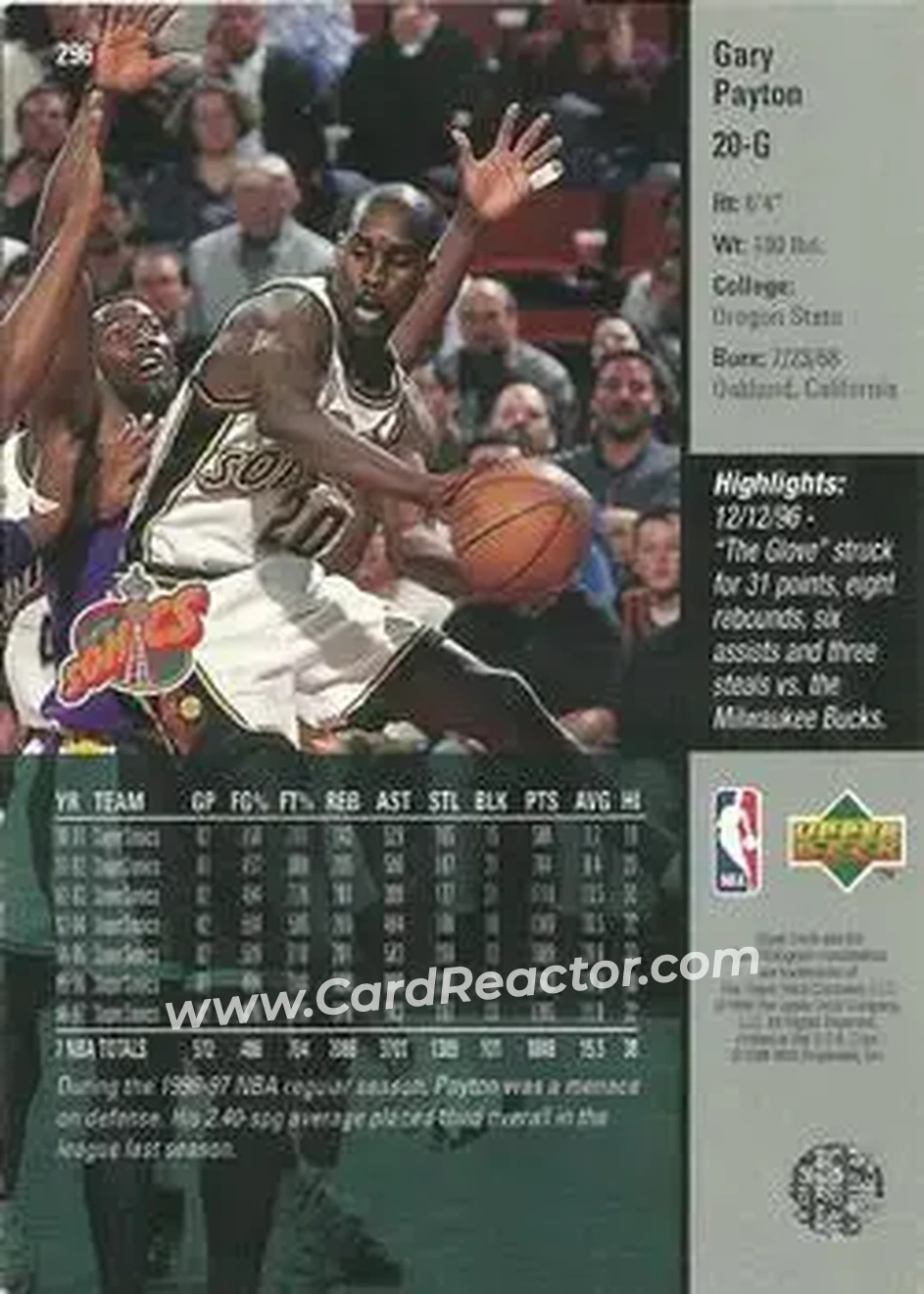 Back of Gary Payton
