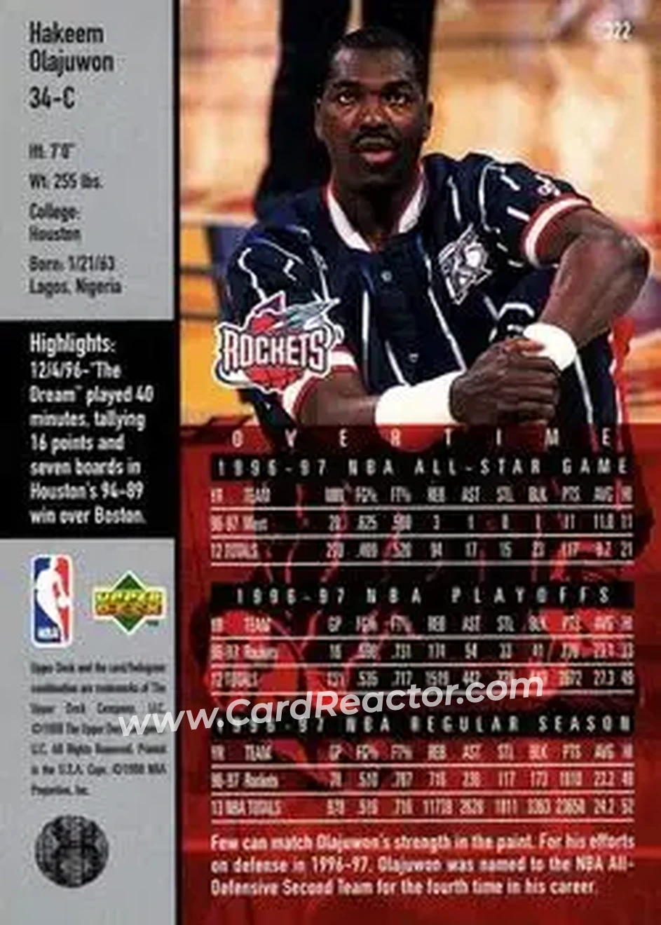 Back of Hakeem Olajuwon
