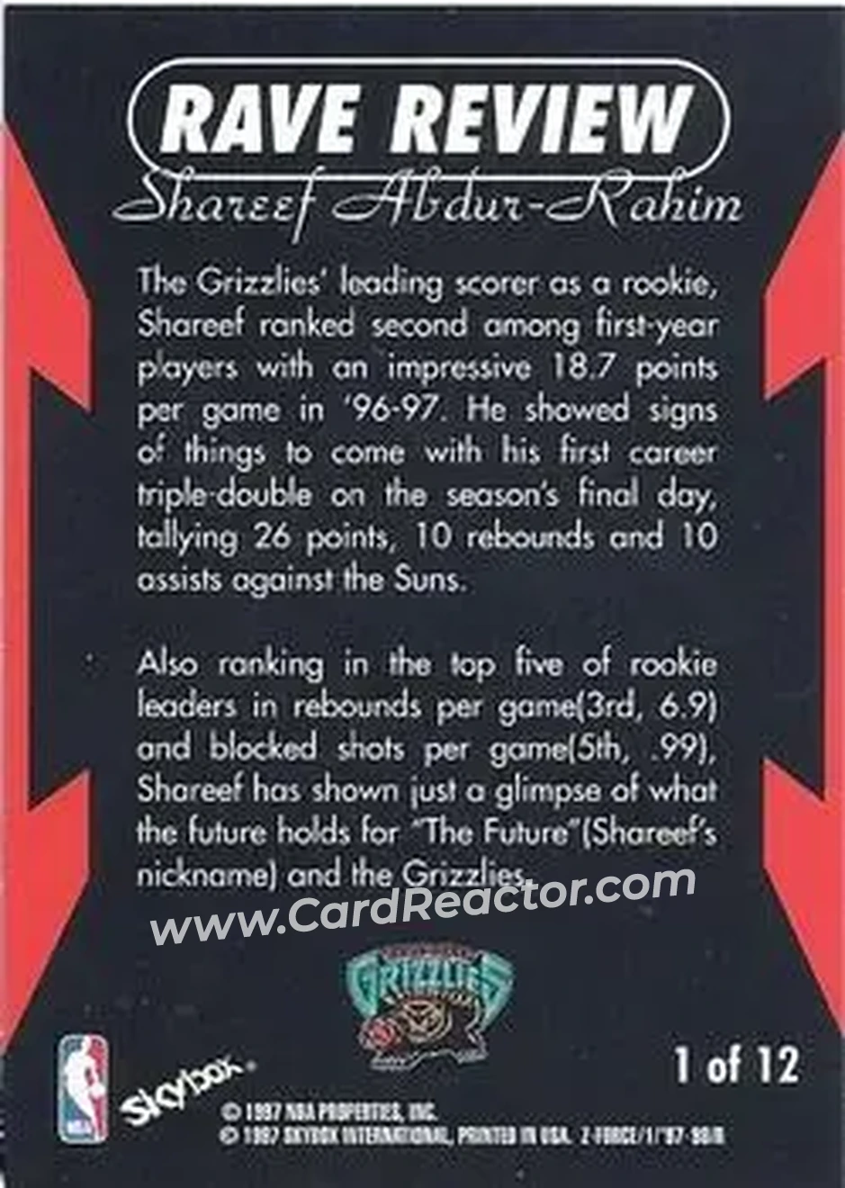 Back of Shareef Abdur-Rahim