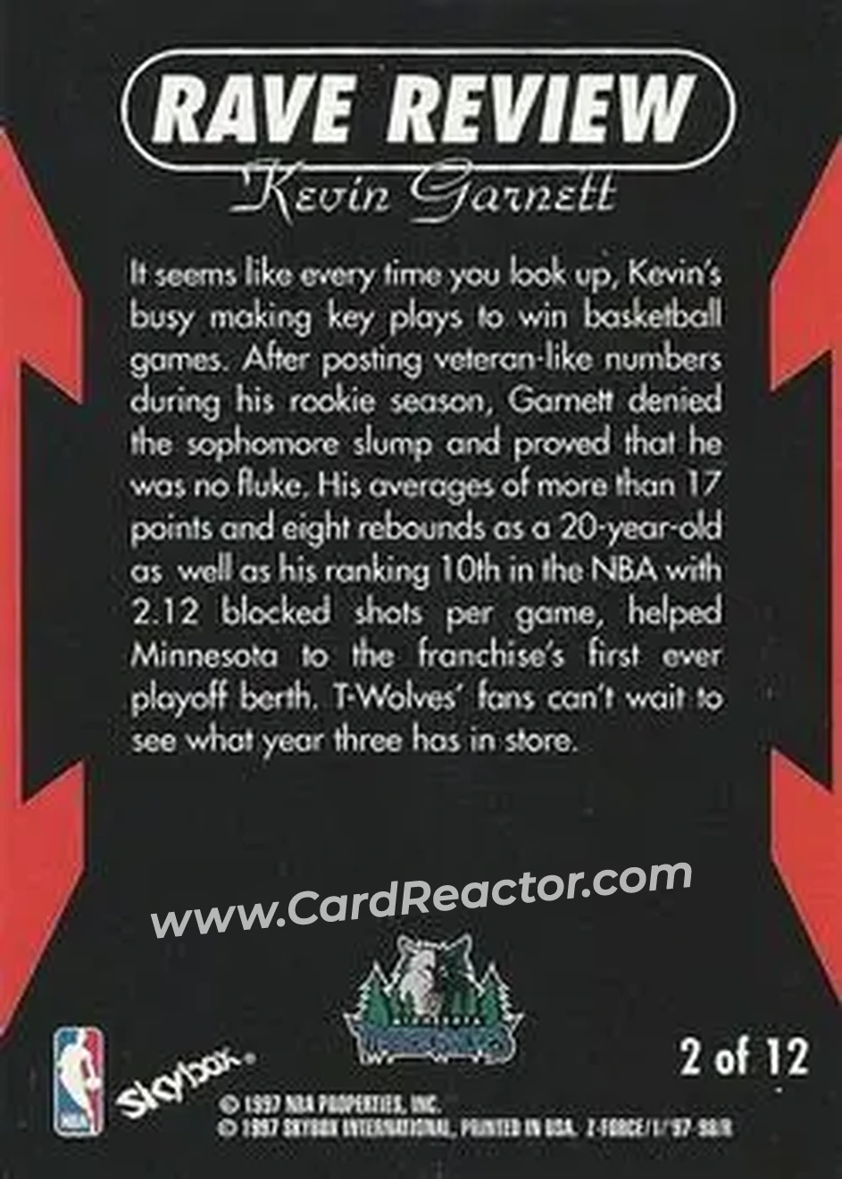 Back of Kevin Garnett