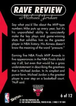 1997-98 SkyBox Z-Force - Rave Reviews #6 - Michael Jordan - Chicago Bulls - Back