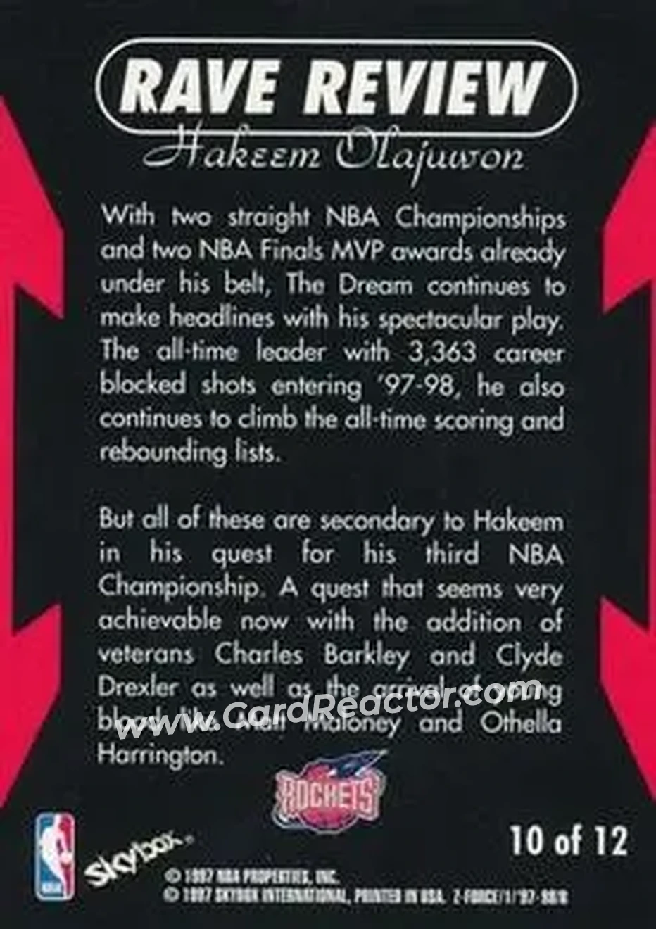 Back of Hakeem Olajuwon
