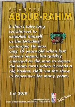 1997-98 SkyBox Z-Force - Boss #1 /B - Shareef Abdur-Rahim - Vancouver Grizzlies - Back
