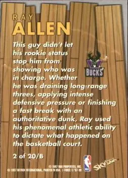 1997-98 SkyBox Z-Force - Boss #2 /B - Ray Allen - Milwaukee Bucks - Back