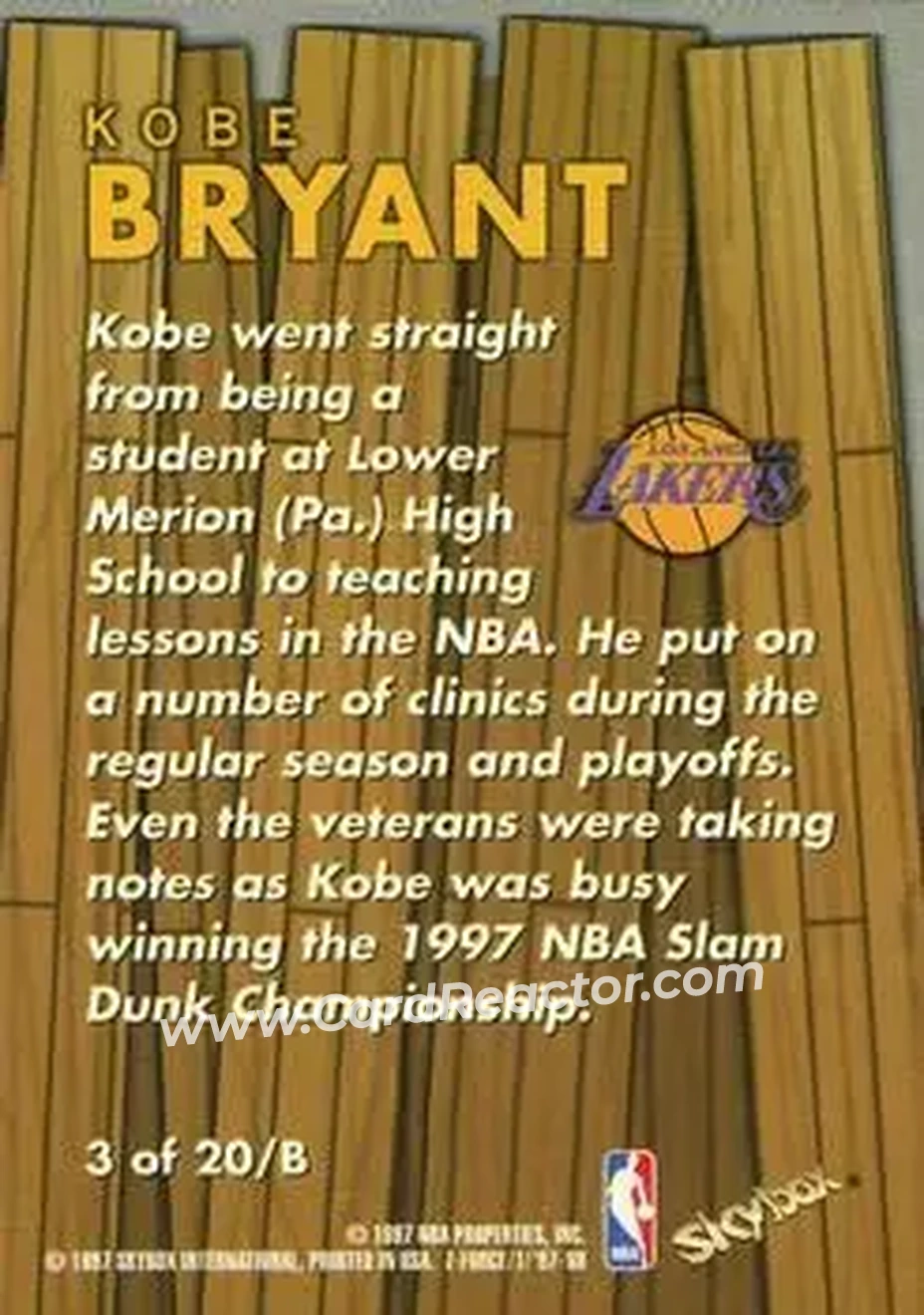 Back of Kobe Bryant