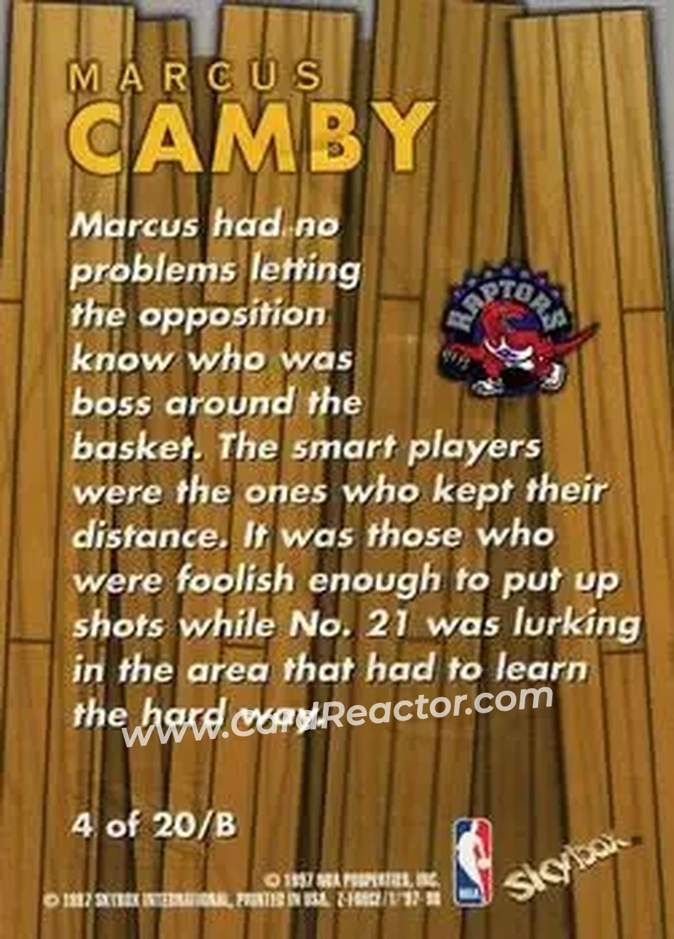 Back of Marcus Camby