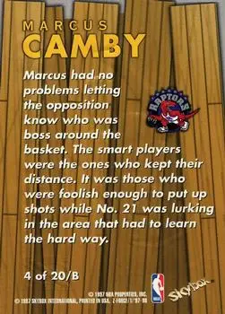 1997-98 SkyBox Z-Force - Boss #4 /B - Marcus Camby - Toronto Raptors - Back