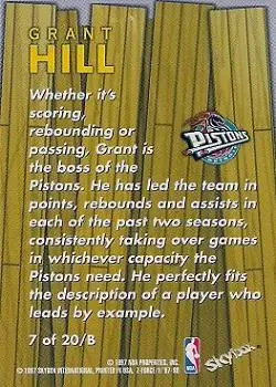 1997-98 SkyBox Z-Force - Boss #7 /B - Grant Hill - Detroit Pistons - Back