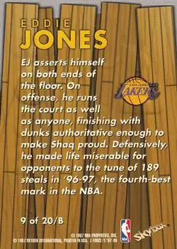 1997-98 SkyBox Z-Force - Boss #9 /B - Eddie Jones - Los Angeles Lakers - Back