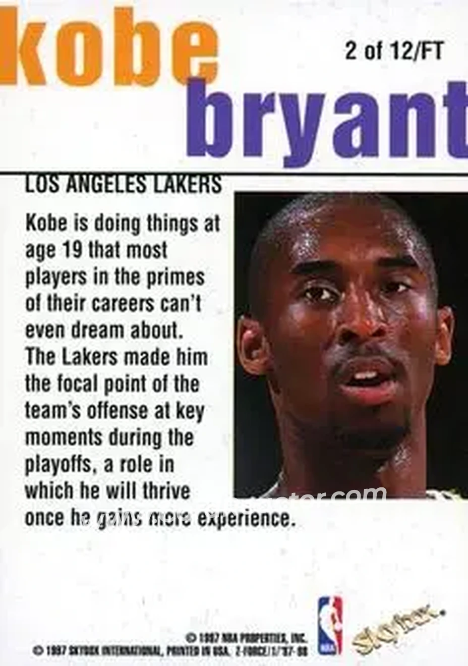 Back of Kobe Bryant