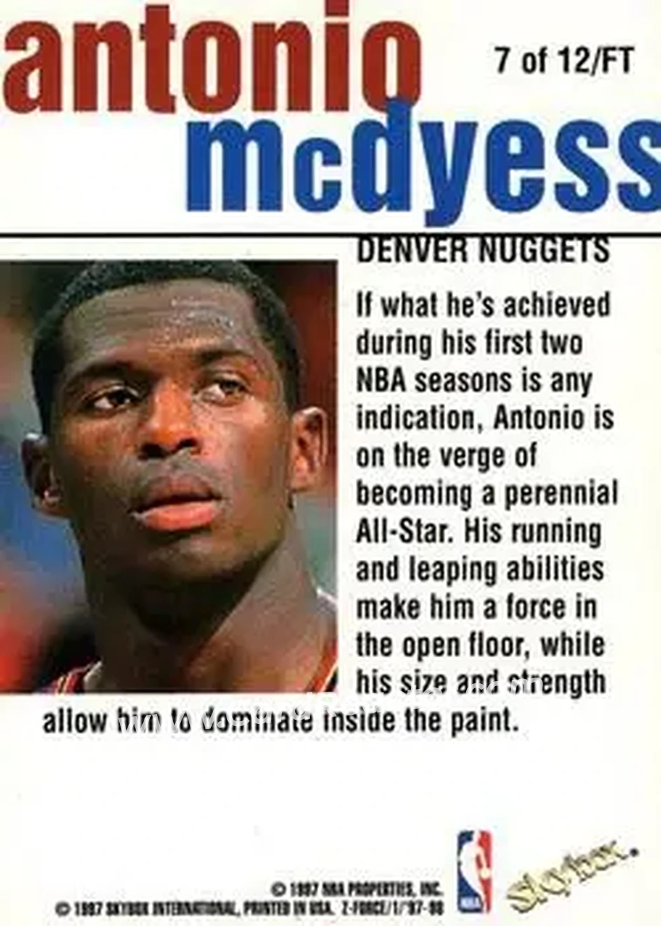 Back of Antonio McDyess