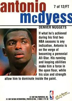 1997-98 SkyBox Z-Force - Fast Track #7 FT - Antonio McDyess - Denver Nuggets - Back
