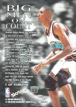 1997-98 SkyBox Z-Force - Big Men on Court #1 BMOC - Shareef Abdur-Rahim - Vancouver Grizzlies - Back 1997-98 SkyBox Z-Force - Big Men on Court #1 BMOC - Shareef Abdur-Rahim - Vancouver Grizzlies - Back