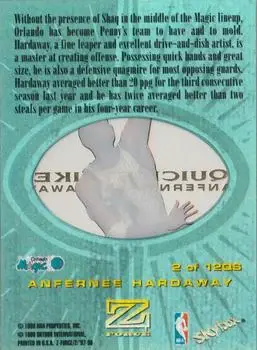 1997-98 SkyBox Z-Force - Quick Strike #2 QS - Anfernee Hardaway - Orlando Magic - Back 1997-98 SkyBox Z-Force - Quick Strike #2 QS - Anfernee Hardaway - Orlando Magic - Back