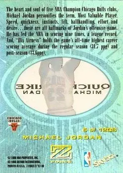 1997-98 SkyBox Z-Force - Quick Strike #5 QS - Michael Jordan - Chicago Bulls - Back