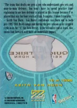1997-98 SkyBox Z-Force - Quick Strike #10 QS - Keith Van Horn - New Jersey Nets - Back