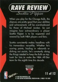 1997-98 SkyBox Z-Force - Rave Reviews #11 - Scottie Pippen - Chicago Bulls - Back