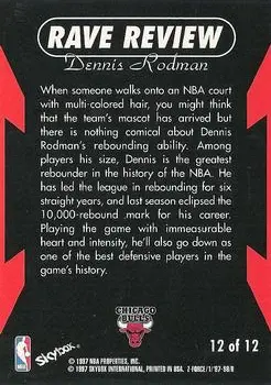 1997-98 SkyBox Z-Force - Rave Reviews #12 - Dennis Rodman - Chicago Bulls - Back