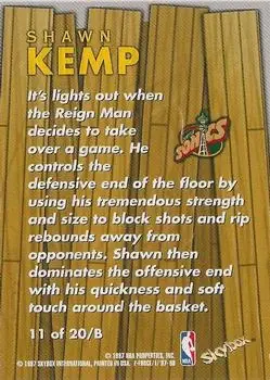 1997-98 SkyBox Z-Force - Boss #11 /B - Shawn Kemp - Seattle SuperSonics - Back