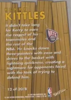 1997-98 SkyBox Z-Force - Boss #12 /B - Kerry Kittles - New Jersey Nets - Back
