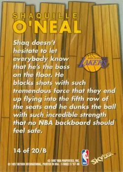 1997-98 SkyBox Z-Force - Boss #14 /B - Shaquille O'Neal - Los Angeles Lakers - Back