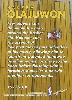 1997-98 SkyBox Z-Force - Boss #15 /B - Hakeem Olajuwon - Houston Rockets - Back